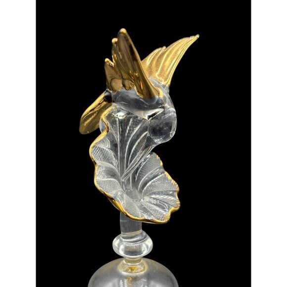 Handcrafted Art Glass Bell With Gold Accents & Hummingbird Design Vintage - Picture 2 of 8